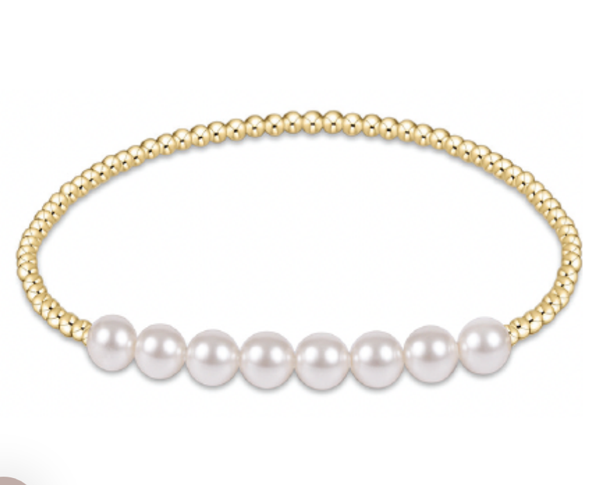 Classic Gold Beaded Bliss 3mm Bead Bracelet- 6mm Pearl