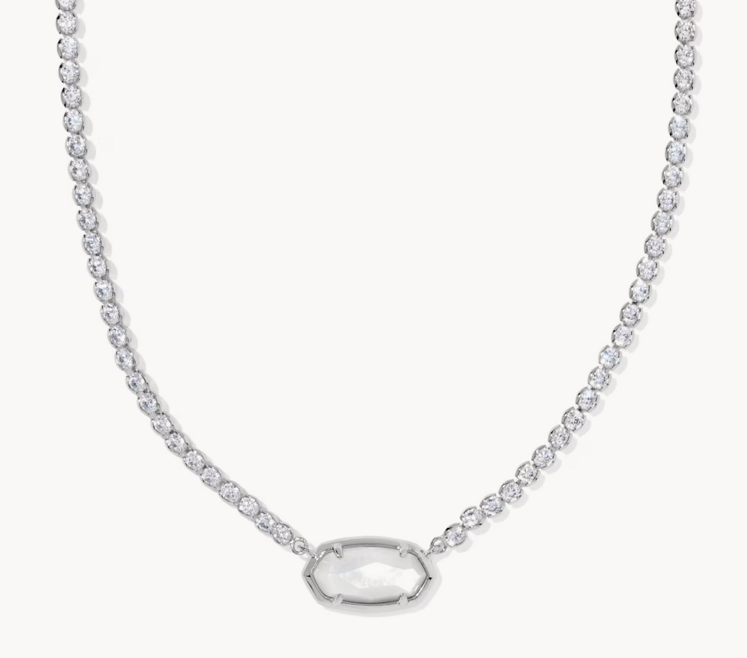 Elisa Tennis Necklace Ivory MOP Silver