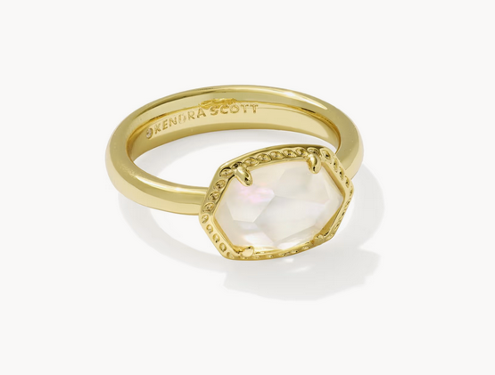 Daphne Frame Band Ring Ivory MOP Gold Size 7