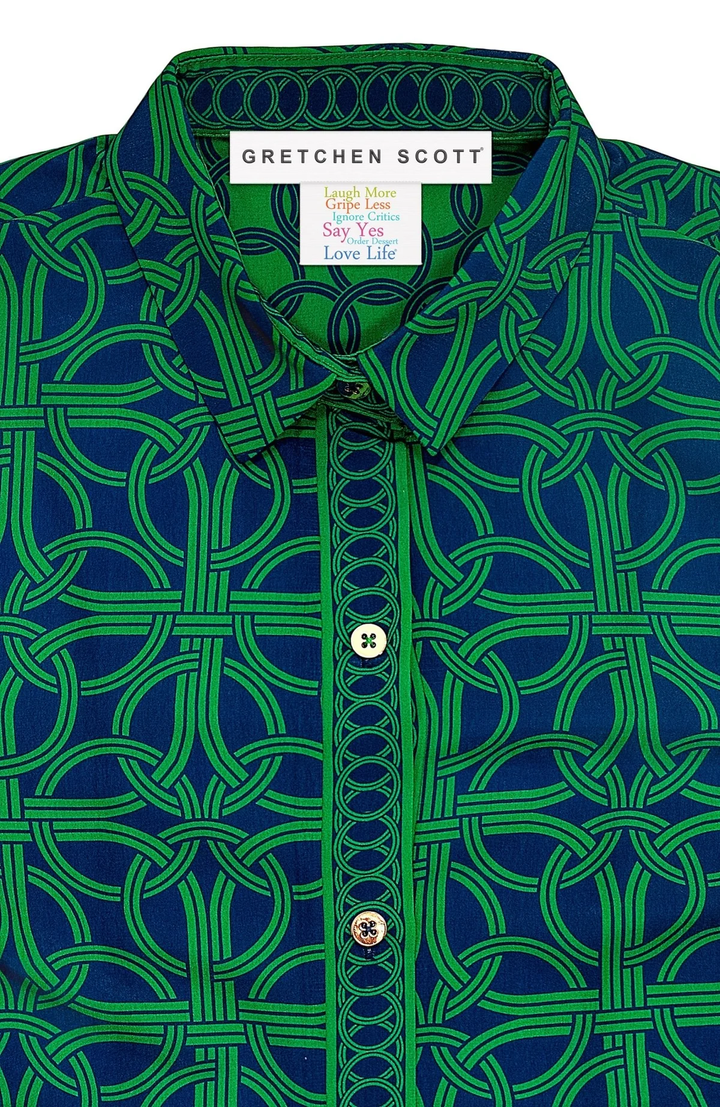 Boyfriend Shirt- Ring Toss Navy/Kelly Green