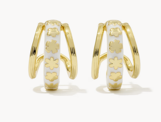 Jane Huggie Earring White Enamel Gold