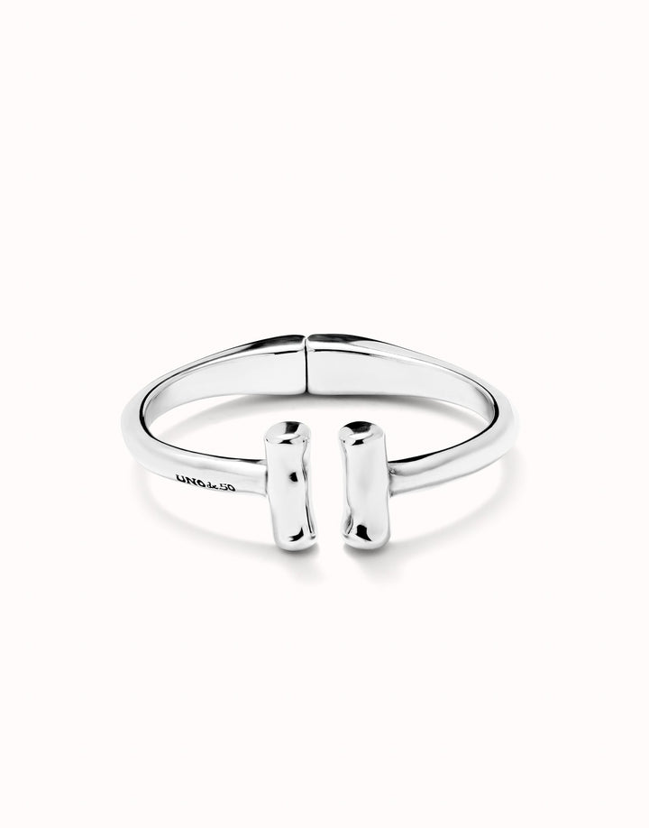 Sur Natural Silver Bracelet w/Silver Bar Ends Medium
