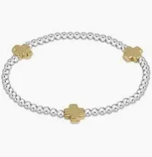 Signature Cross Sterling Mixed Metal Pattern 3mm Bead Bracelet Gold