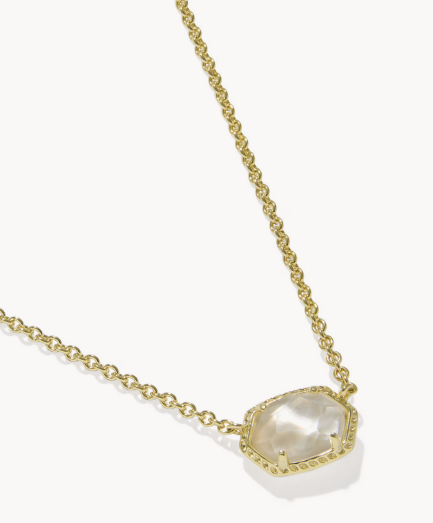 Daphne Frame Pendant Necklace Ivory MOP Gold