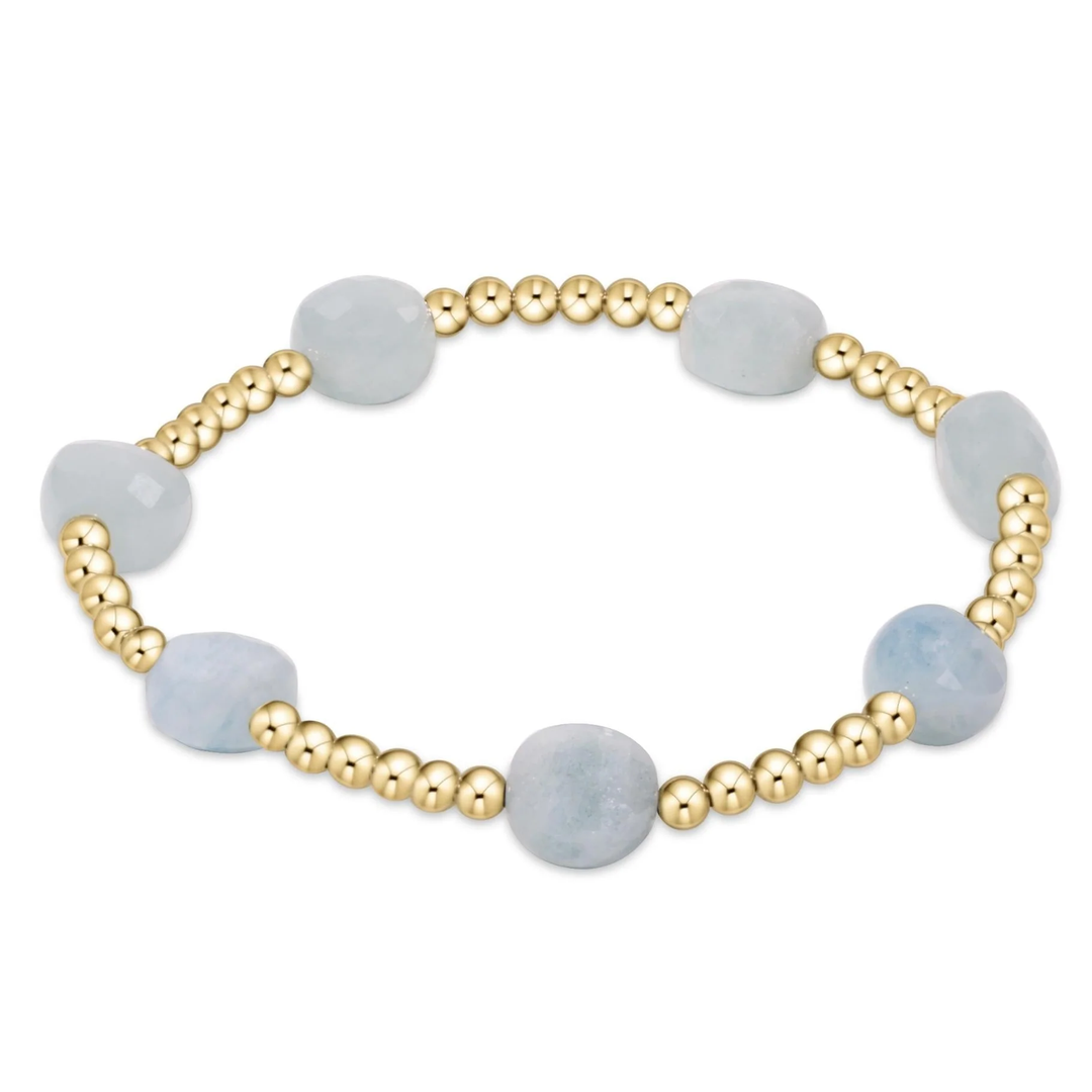 Admire Small Gem 2mm Bracelet  Gold Aquamarine
