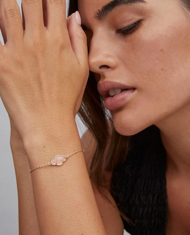 Abbie Satellite Chain Bracelet Gold Rose Quartz