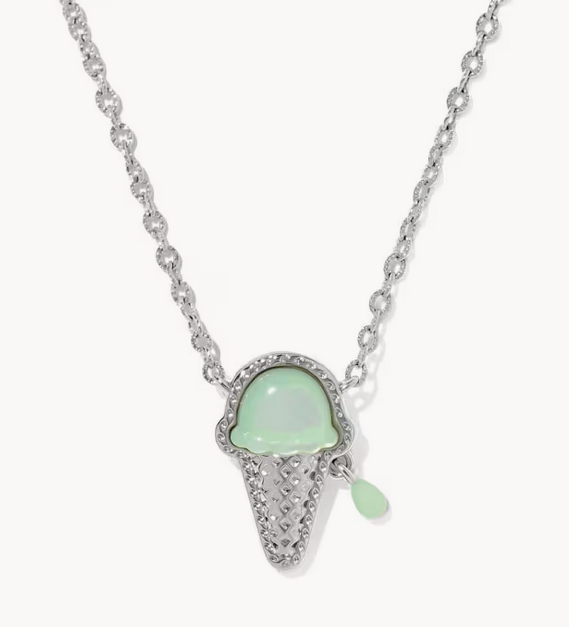 Ice Cream Short Pendant Necklace Mint MOP Silver