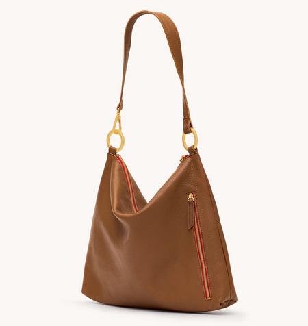 Kyle Large Bag Mahogany Pebble/Brushed Gold Red Zip