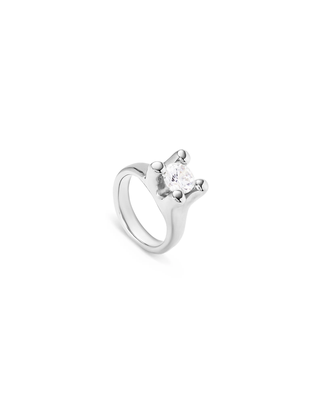 Amina Ring Silver w/Clear Stone Sz 7