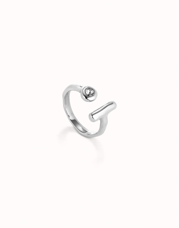 Ser Indomable Open Ring with White Topaz Silver Size 7.5