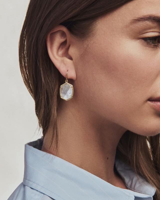 Daphne Frame Drop Earring Ivory MOP Gold