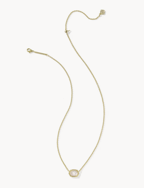 Daphne Frame Pendant Necklace Ivory MOP Gold