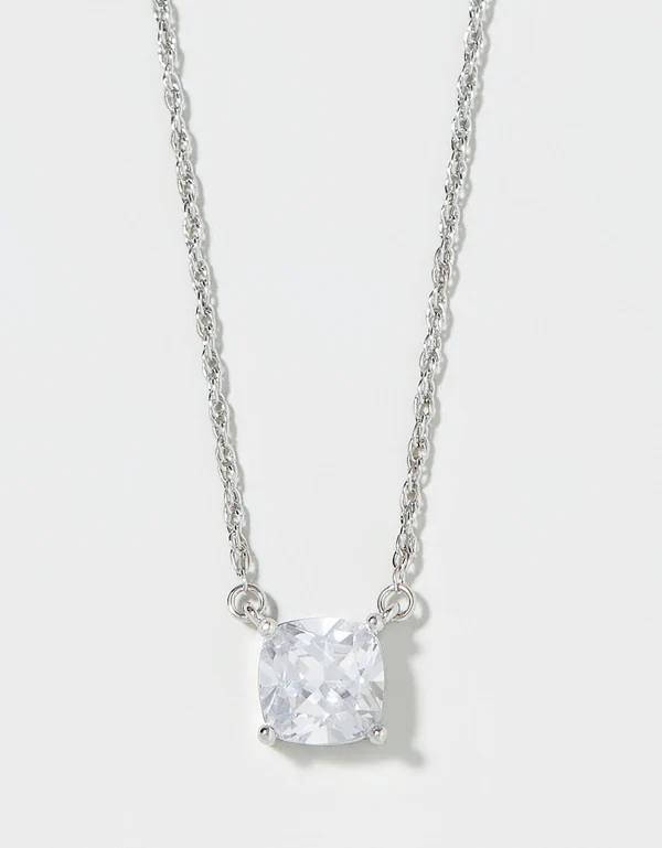 SLV Shine Necklace 18" Brilliant/ Cushion Silver