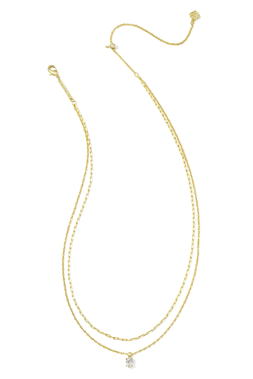 Cailin Multi Strand Necklace Gold White Crystal