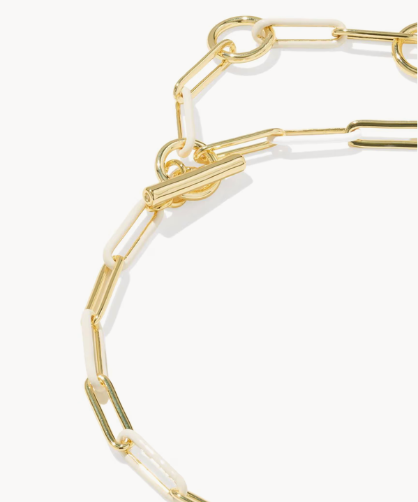 Courtney Enamel Link Bracelet Gold White Enamel