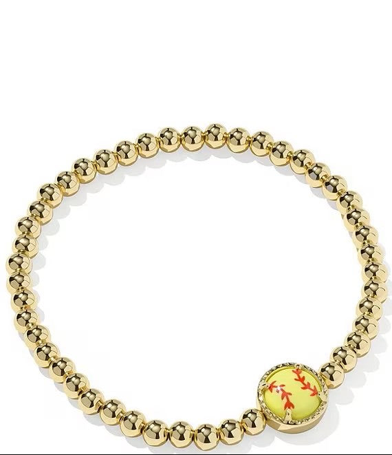 Softball Stretch Bracelet Gold Chartreuse Magnesite