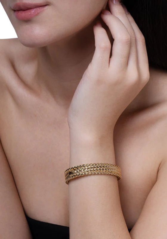 Anabel Aram Cheval Braid Hinged Bangle Thick