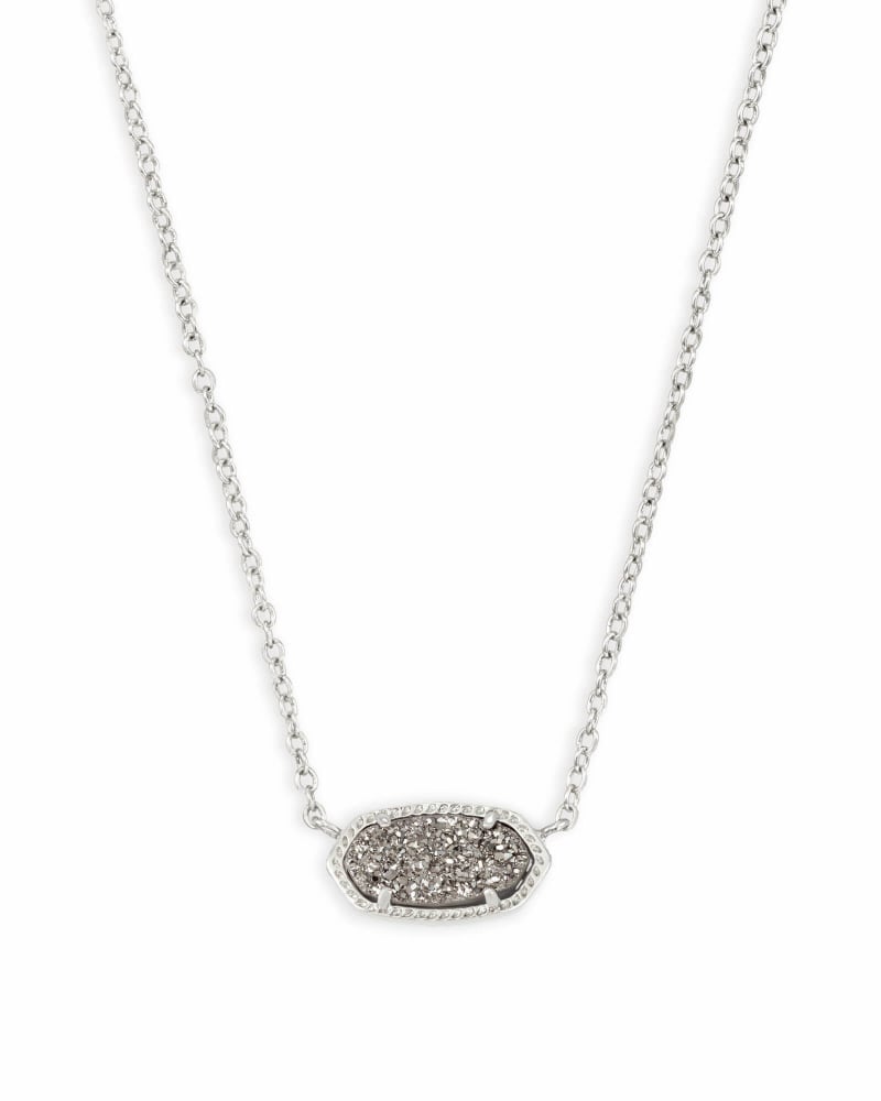 Elisa Pendant Necklace Rhodium Platinum Drusy