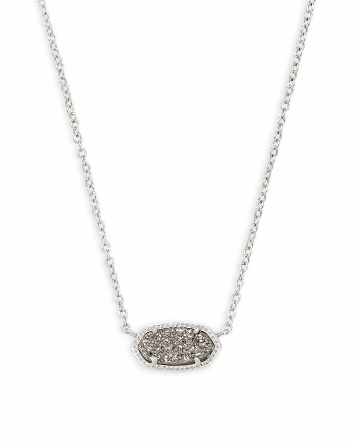 Elisa Pendant Necklace Rhodium Platinum Drusy