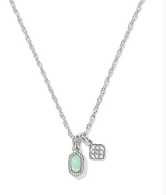 Mini Elisa Dira Necklace Green Opal Silver