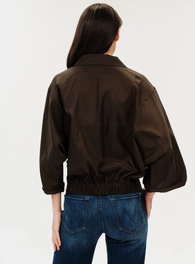 Celine Front Flat Double Pocket Elastic Hem Jacket Army Green