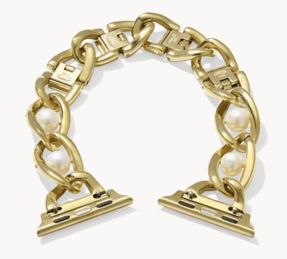 Giselle Watch Band Gold/White Pearl
