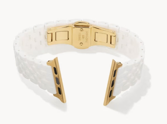 Alex 5 Link Watch Band Gold/White Ceramic