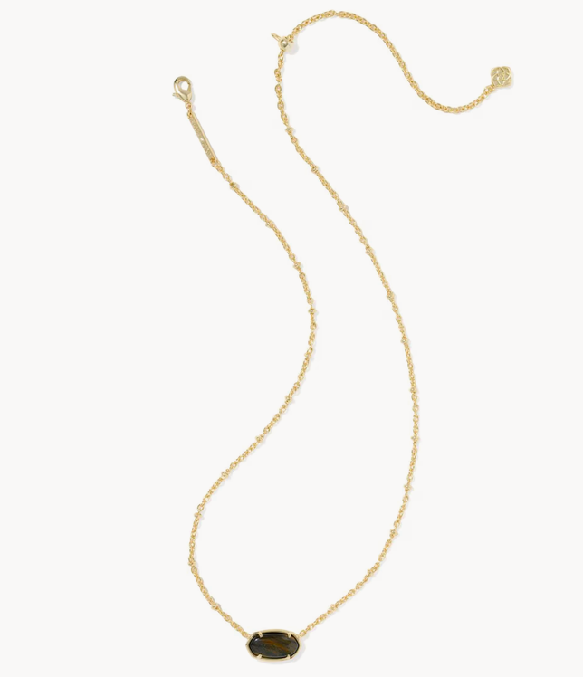 Elisa Tiger Stripe Necklace Gold Dark Brown Hawks Eye