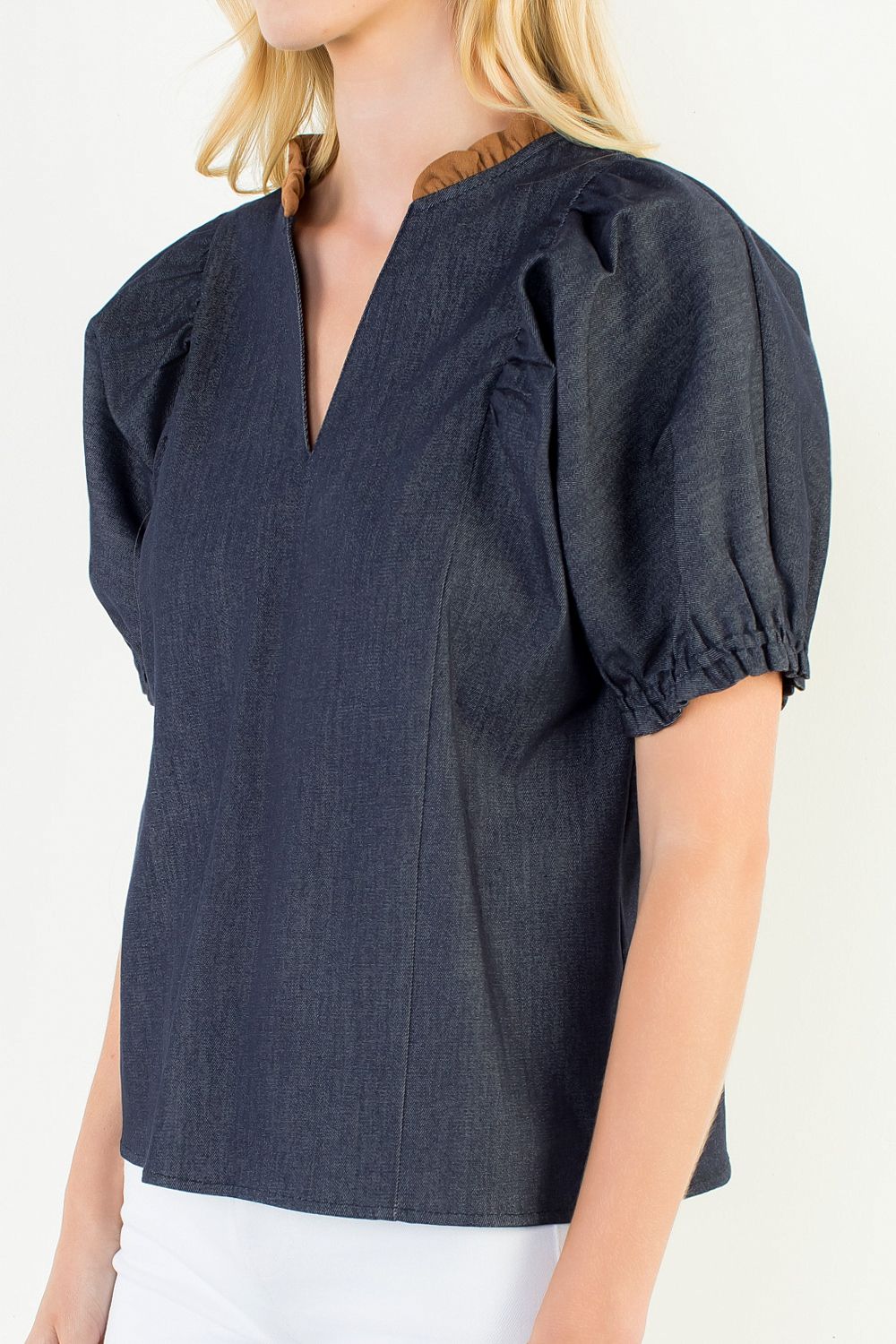 Puff Sleeve Denim Top