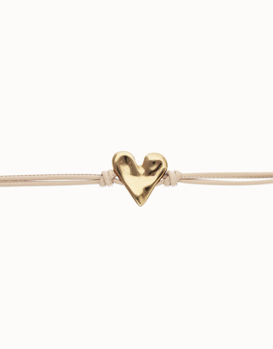 Palpito Beat Camel Leather with Gold Heart Bracelet Medium