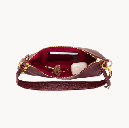 Kyle Cherrywood Pebble Shoulder/Crossbody w/Gold Rivets