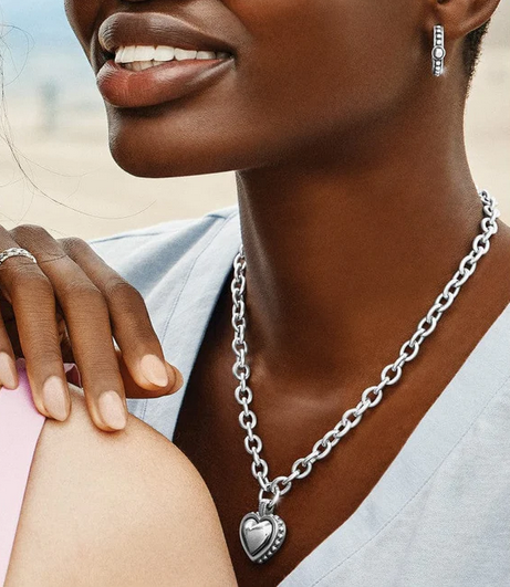 Pretty Tough Bold Silver Heart Necklace