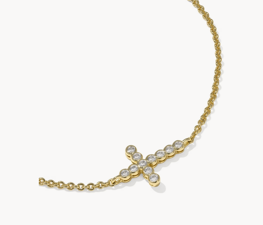 Cross Gold Crystal Delicate Chain Bracelet