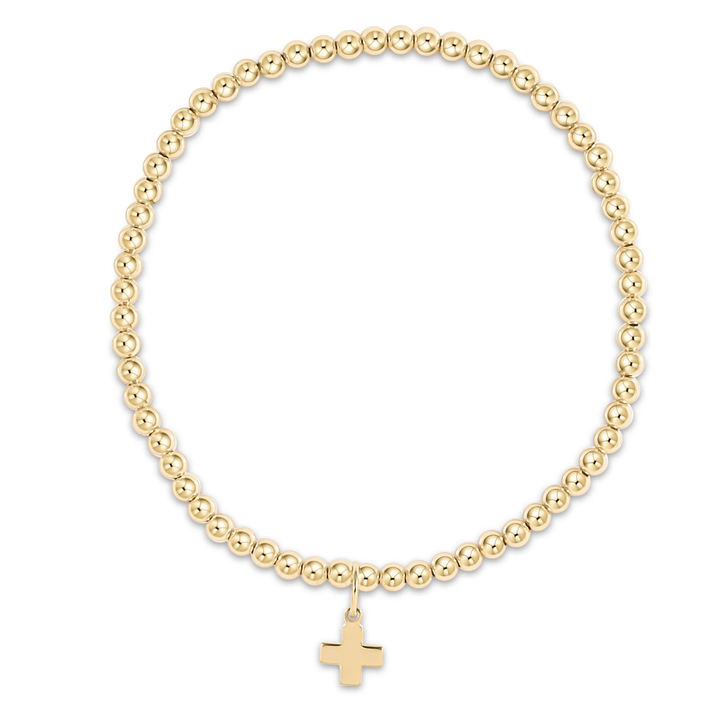 Classic Amazonite 3mm Bracelet Signature  Cross Gold Charm