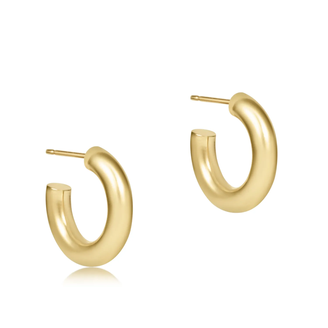 Round Gold 0.5" Post Hoop 4mm Textured Twist