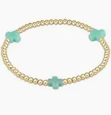 Signature Cross Gold 3mm Bead Bracelet Mint