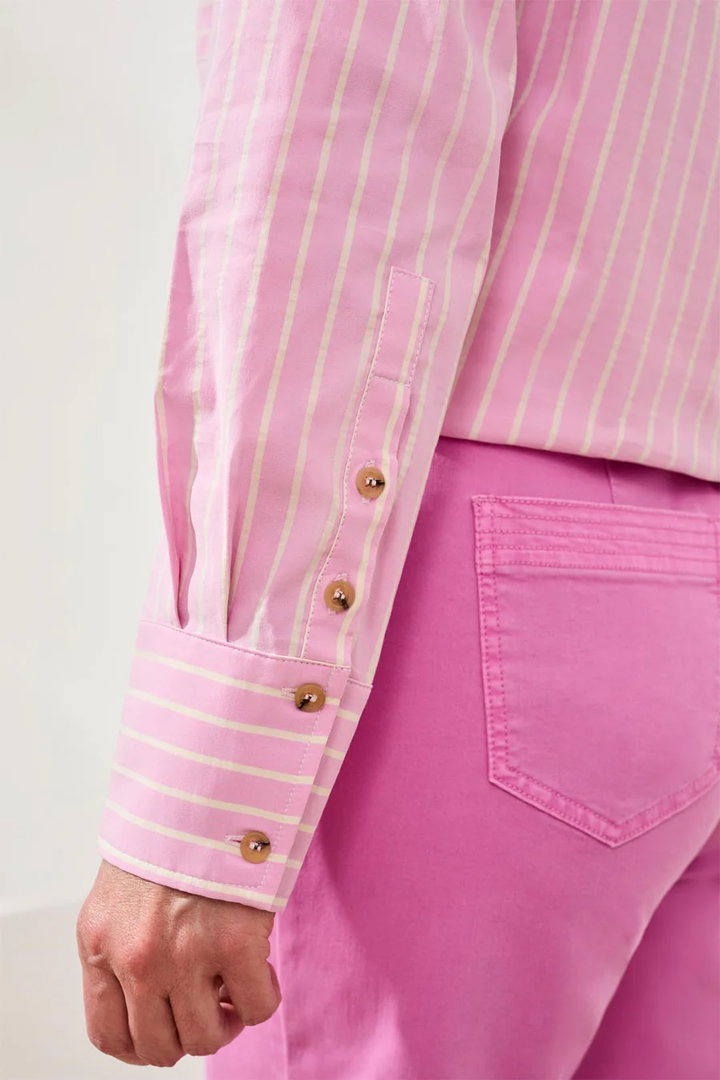 Classic Collard Striped Long Sleeve Striped Shirt Wisteria