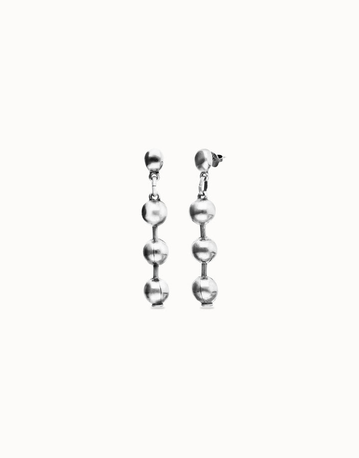 Beat Bead Drop Earrings Silver