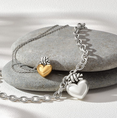Interlok Love Knot Large Heart Necklace Silver