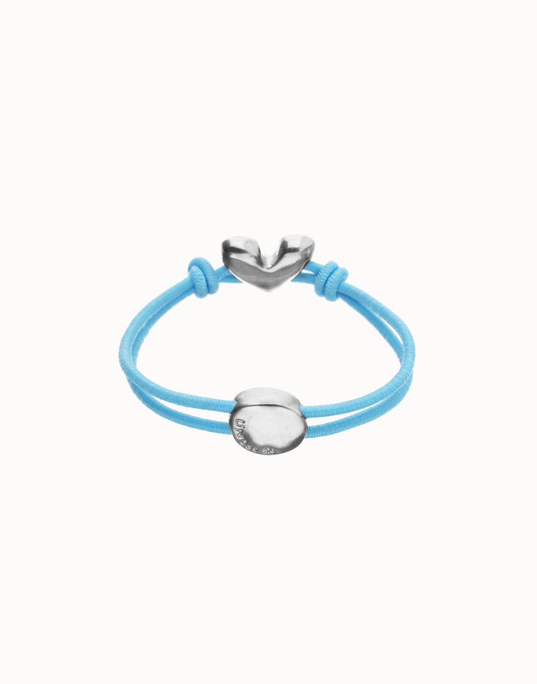 Beat Blue Elastic Bracelet with Heart Charm Silver Medium
