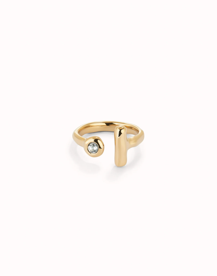 Ser Indomable Ring Gold Bar CZ Stone Size 7
