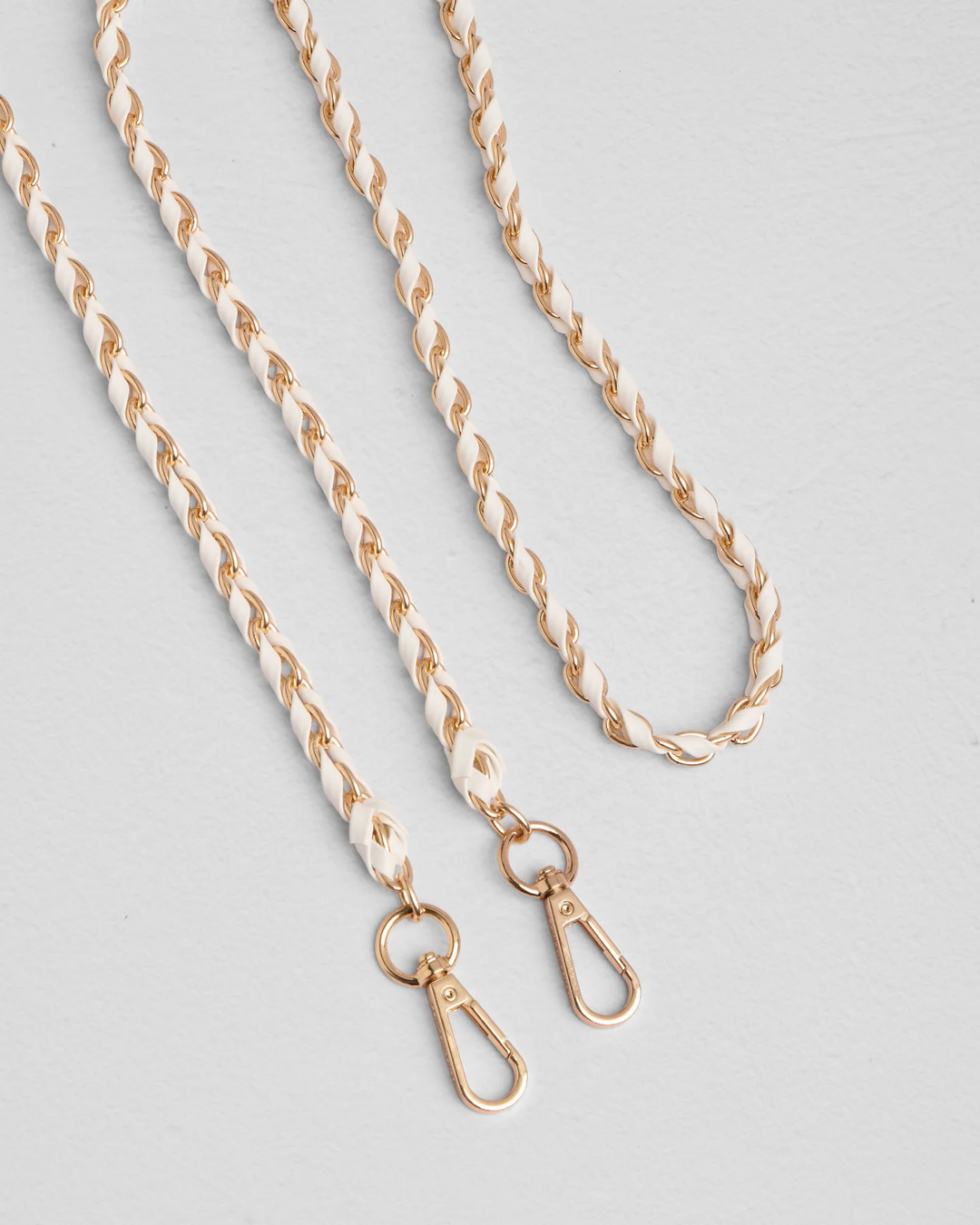 Pom Pom Strap Gold Chain Bright White Weave