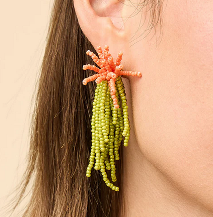 Willow Tassel Earrings Pink/Green