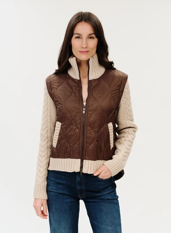 Melanie Mixed Media Jacket Brown