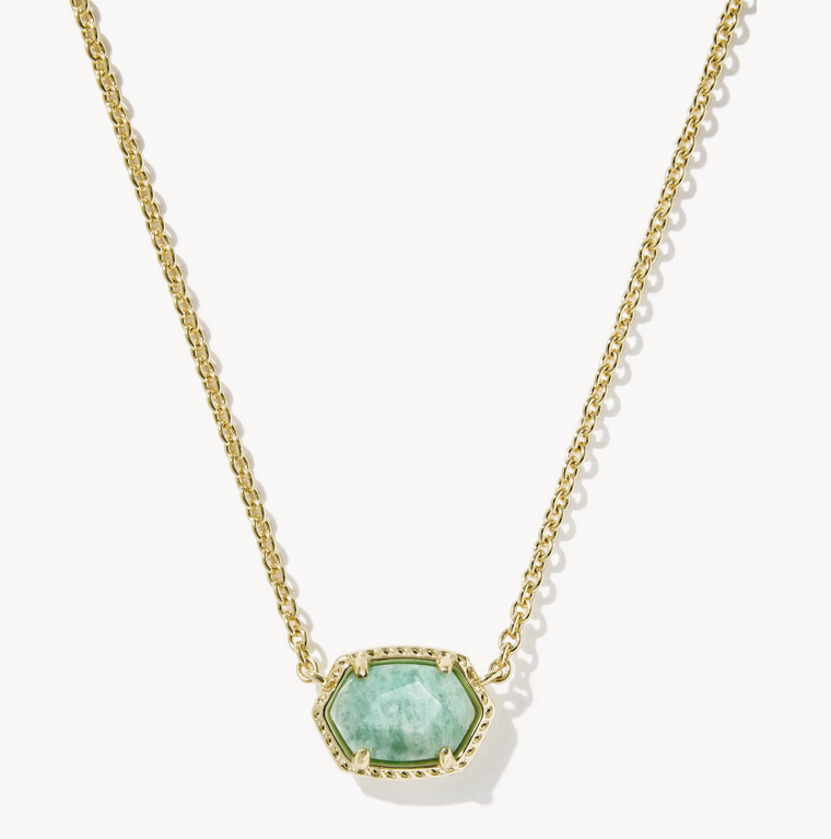 Daphne Frame Pendant Necklace Teal Amazonite Gold