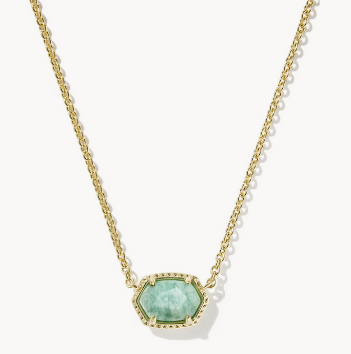 Daphne Frame Pendant Necklace Teal Amazonite Gold
