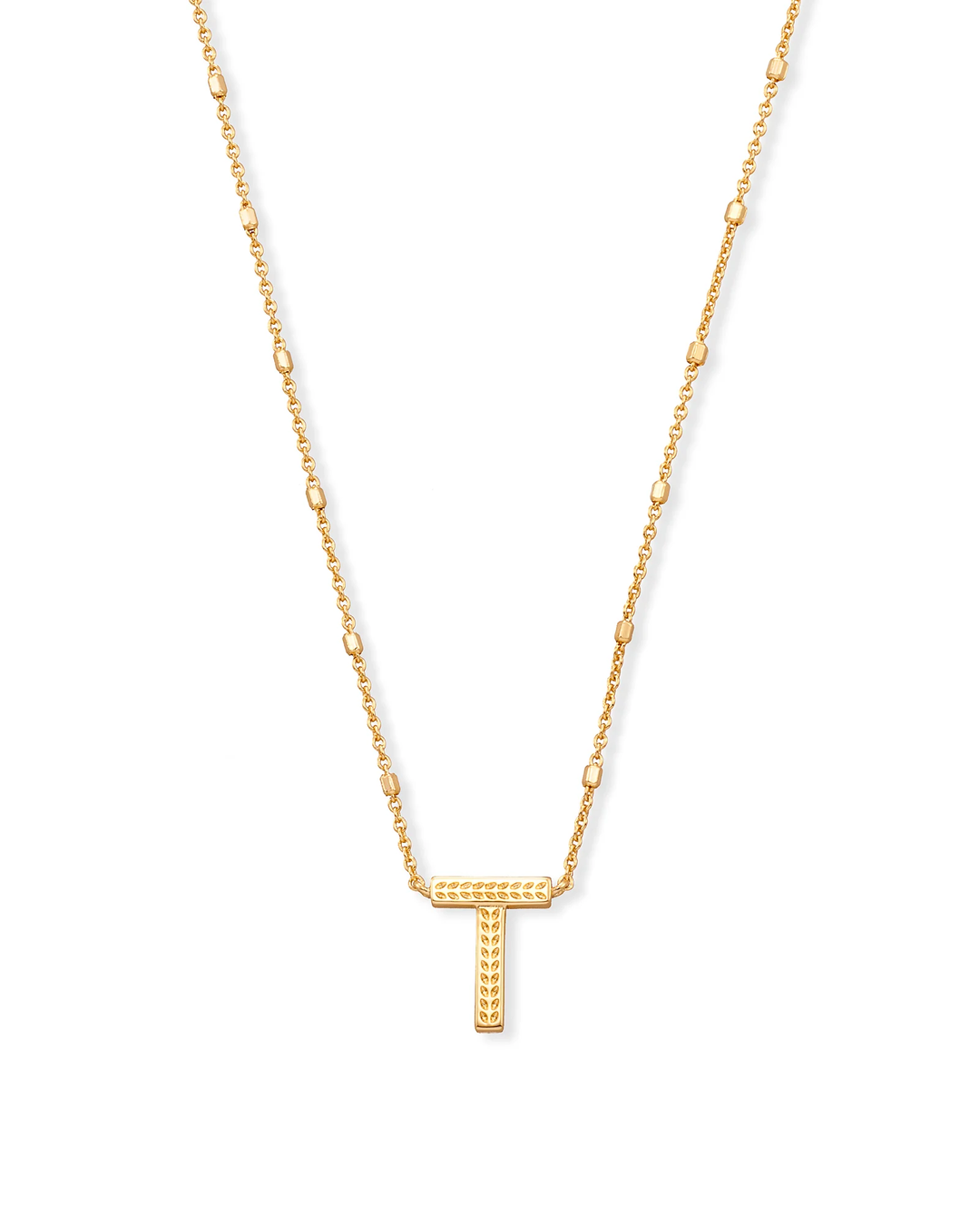 Letter T Pendant Necklace Gold