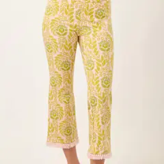 Maren Fringe Pant Seawall Scroll Rose