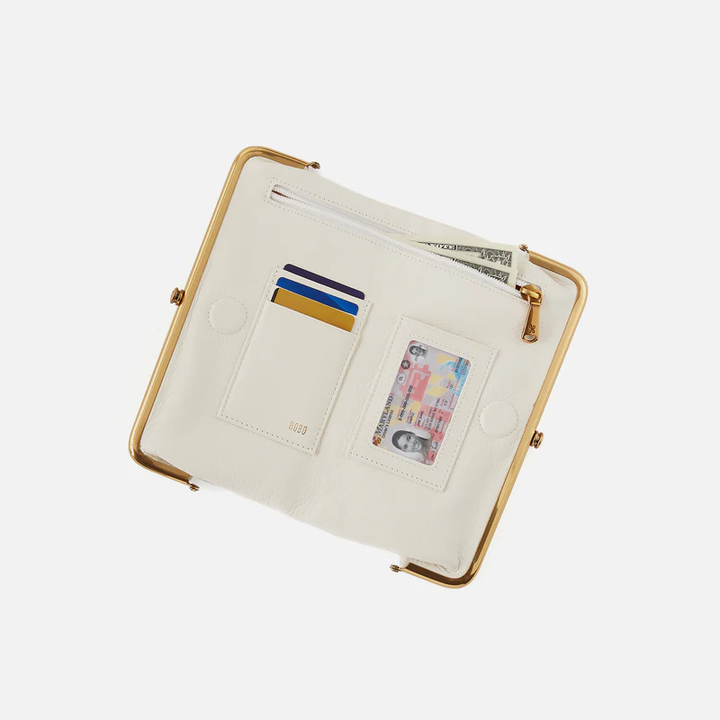 Lauren Clutch Wallet in Pebbled Leather Coastal Cloud