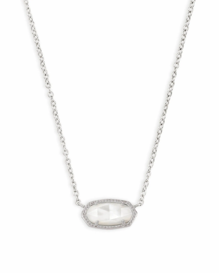 Elisa Silver Short Pendant Necklace In Ivory MOP